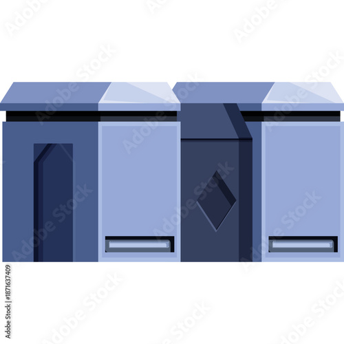 Stylized blue storefront with diamond detail