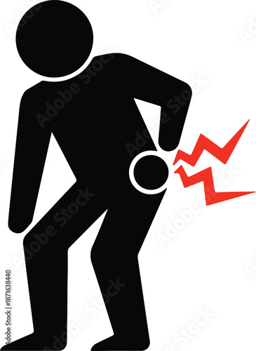 ピクトグラム　腰痛に苦しむ人のベクターイラス _ Pictogram Vector illustration of a person suffering from back pain.