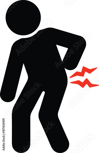 ピクトグラム　腰痛に苦しむ人のベクターイラス _ Pictogram Vector illustration of a person suffering from back pain.