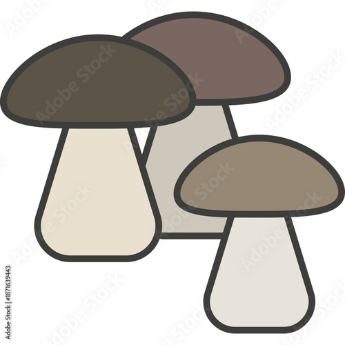 Stylized Illustration of Three Porcini Mushrooms