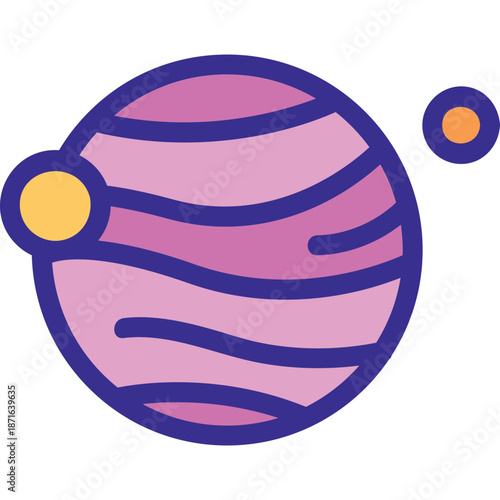 Stylized Planet and Moon Icon