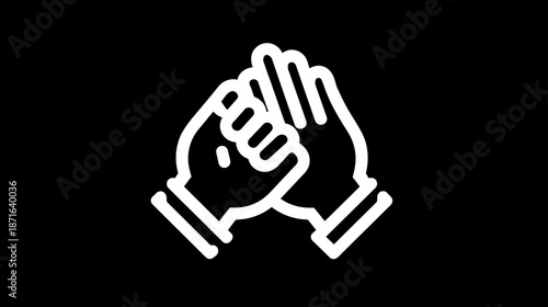 Hands clasped in prayer or contemplation icon, symbolizing hope, spirituality, gratitude, worship, and devotion.