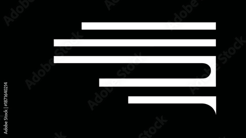 Minimalist abstract white horizontal lines on black background, modern graphic design element, data visualization, sound wave, progress bar concept.