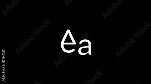 Elegant minimalist design with stylized white lowercase letters 'ea' and geometric accent on black background, modern typography