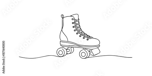 Hand drawn continuous line illustration of roller skates. Single line artwork created for sport activity, recreation, and active lifestyle concepts.