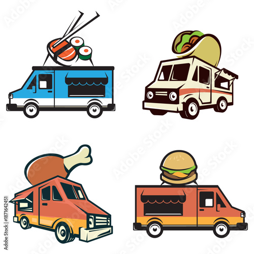 Foodtruck clipart bundle template, for food business.