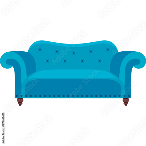 Turquoise Chesterfield Sofa Illustration