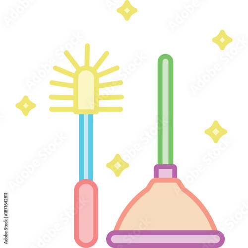 Toilet Brush and Plunger with Sparkles