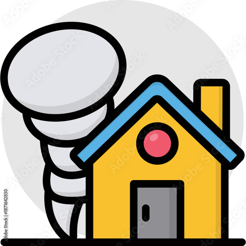 Tornado approaching a house icon