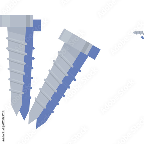 Two screws illustrated with blue and grey shading