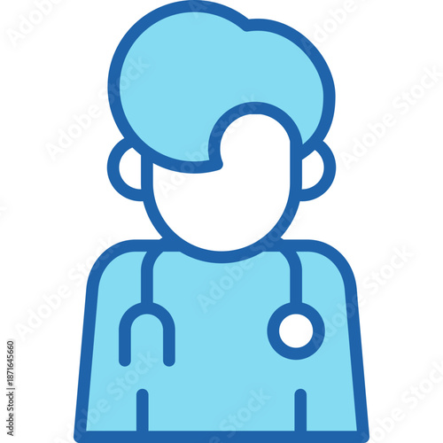 Doctor Avatar Glyph Icon – Physician Profile Symbol with Stethoscope, Medical Professional Headshot