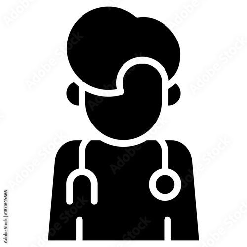 Doctor Avatar Blue Lineal Icon – Physician Profile with Stethoscope, Medical Staff Headshot for Healthcare App