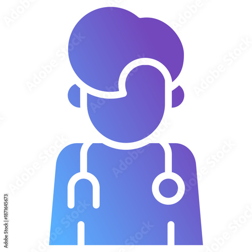 Doctor Avatar Gradient Anaglyph Icon – Physician Profile Symbol with Stethoscope, Healthcare Worker Headshot