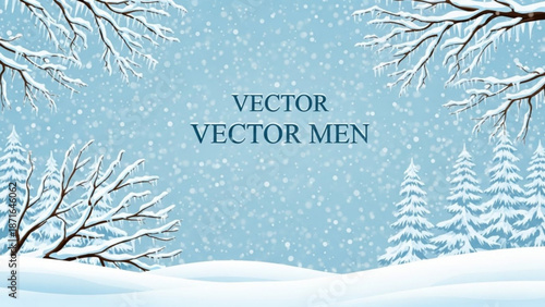 Snowy winter landscape with frosty trees and serene atmosphere for seasonal designs