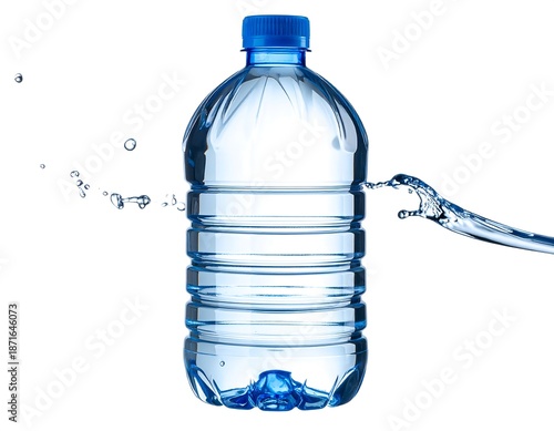 Plastic water bottle with splashing water