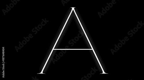 Minimalist white outline uppercase letter A on a black background. Simple, modern graphic design element for alphabet and typography.