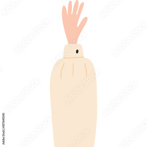 Waving Hand with Light Skin Tone and Beige Sleeve