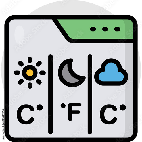 Weather Forecast Icons with Temperature Units