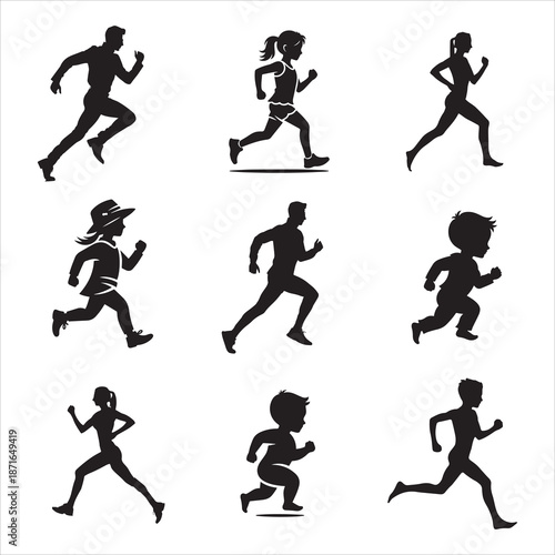 Sporty Jogging Runner Silhouette Illustration