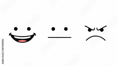 Three different facial expressions shown on a white background.