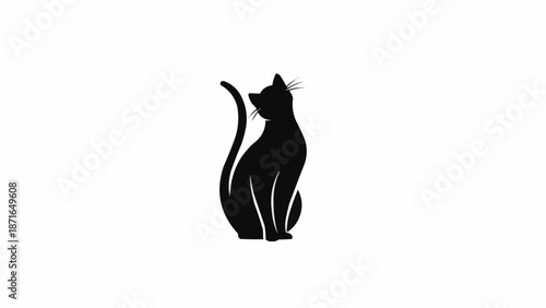 Silhouette of a black cat sitting elegantly.