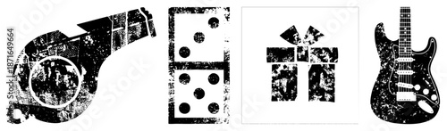 Vintage Style Set Featuring Whistle,, Gift Box, and Electric Guitar