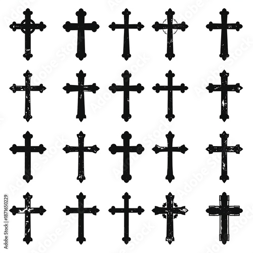 Set of gothic crosses