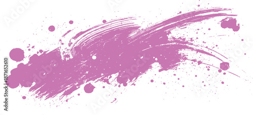 Shiny pink brush watercolor painting isolated on transparent   drawn pink brush stroke isolated on transparent background. Single one pink paint brush stroke isolated on white background.