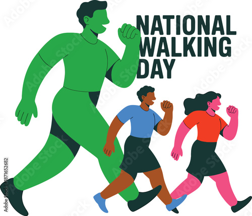 People Walking on National Walking Day in Fitness Clothing