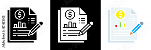 Financial Statement Icon Set Glyph vector Illustration 