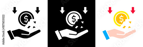 Depreciation Icon Set Glyph vector Illustration 