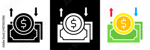 Cash Flow Icon Set Glyph vector Illustration 