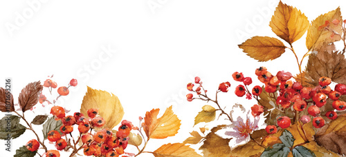 Elegant background with various autumn leaf silhouettes in warm tones, design,   intricate floral border featuring the silhouettes of tree branches with scattered leaves