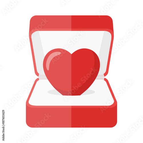 Romantic Heart Inside Open Gift Box Proposal Illustration