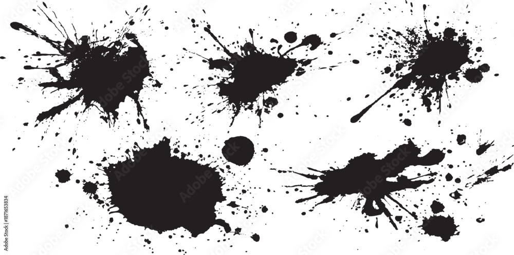 Fototapeta premium Black ink brush strokes vector set Big collection of black paint, ink brush strokes, brushes, lines, grungy. Dirty artistic design elements, boxes, frames. Vector illustration. 