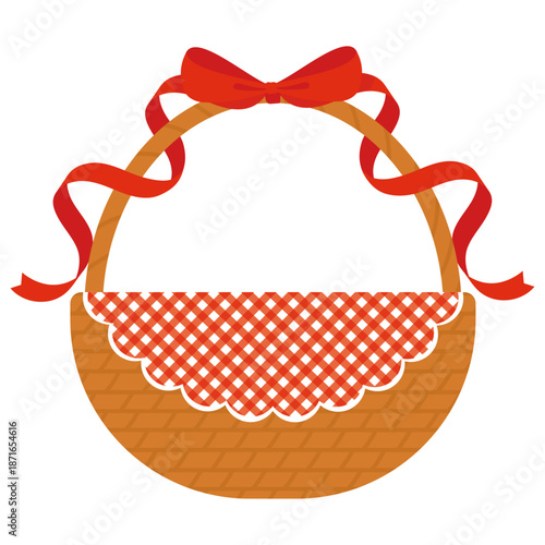 リボンのついたかわいいカゴのイラスト