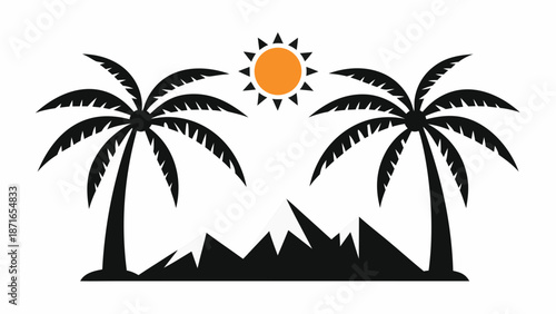 Tropical island getaway with palm trees and sunny weather