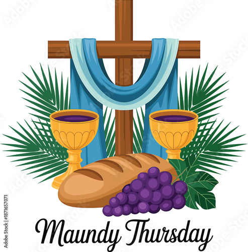 Maundy Thursday Christian Symbolism Bread Wine Cross