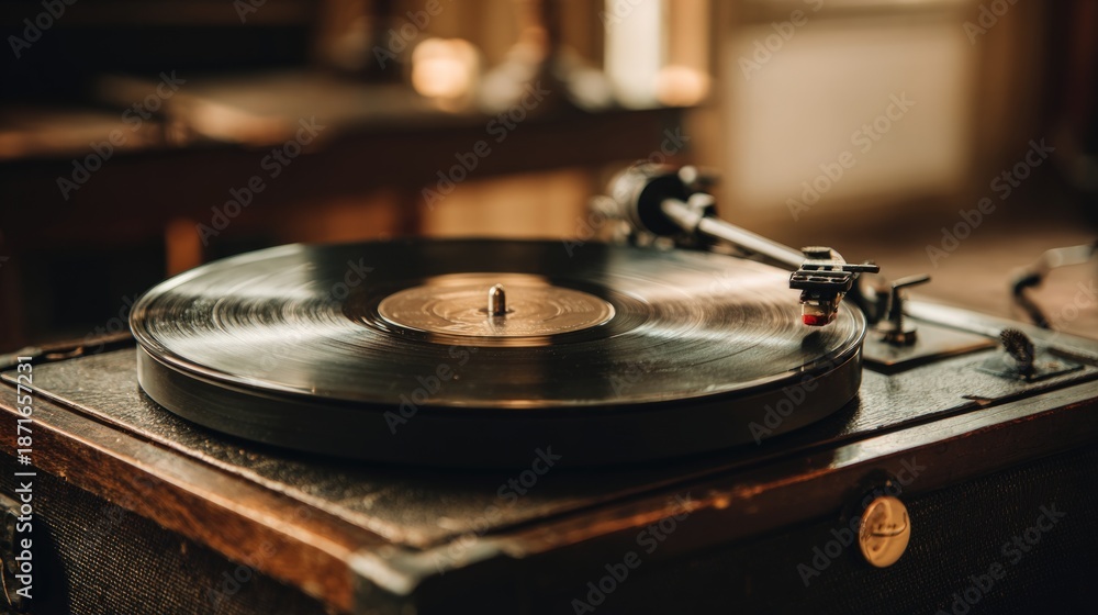 Obraz premium Vintage record player turntable closeup