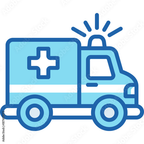 Ambulance Glyph Icon – Emergency Medical Vehicle with Siren, EMS Rescue Transport Symbol