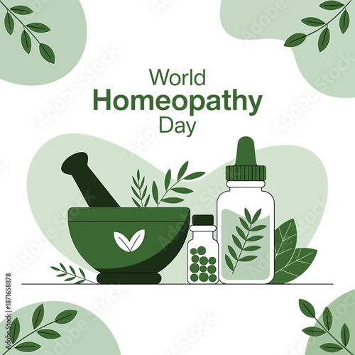 World Homeopathy Day Herbal Medicine Illustration