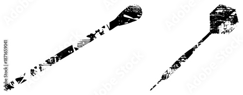 Two with Distressed Textured Silhouettes in Black and White