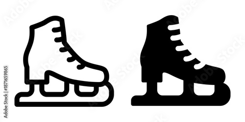 Ice skate shoes icons outline and solid style