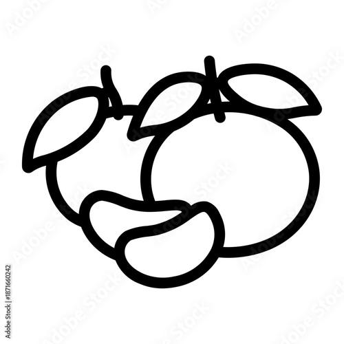 Mandarin Oranges Line Icon