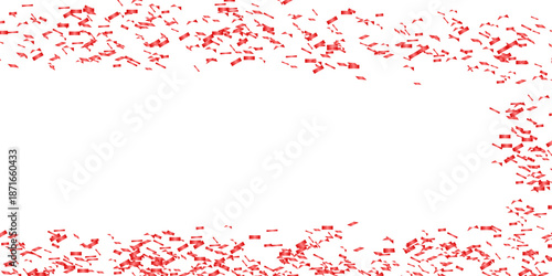 Vivid Red Confetti Border Encircling a Dark Black Space, Ideal for Striking Party Posters and Event Flyers