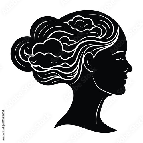 Human Head Silhouette with Abstract Emotions Vector 