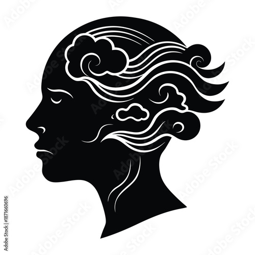 Human Head Silhouette with Abstract Emotions Vector 