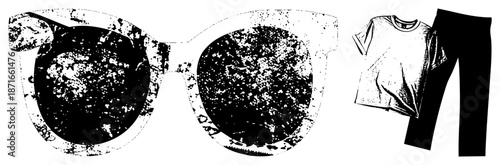 Vintage Style Sunglasses with Textured Lenses and Casual Outfit Combo