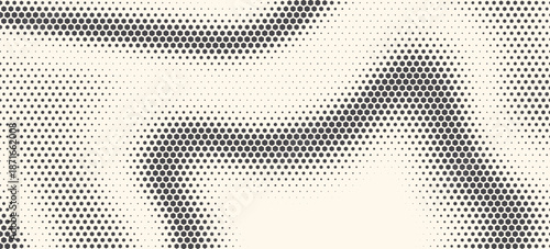 Hexagon Shapes Vector Abstract Geometric Technology Oscillation Wave Isolated on Light Background. Halftone Hex Retro Simple Pattern. Minimal 80s Style Dynamic Tech Wallpaper


