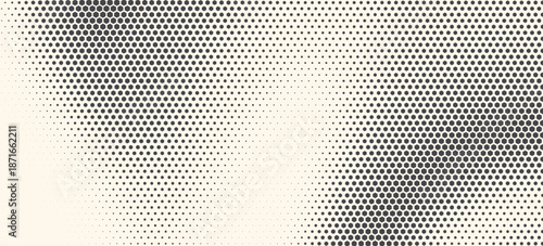 Hexagon Shapes Vector Abstract Geometric Technology Oscillation Wave Isolated on Light Background. Halftone Hex Retro Simple Pattern. Minimal 80s Style Dynamic Tech Wallpaper

